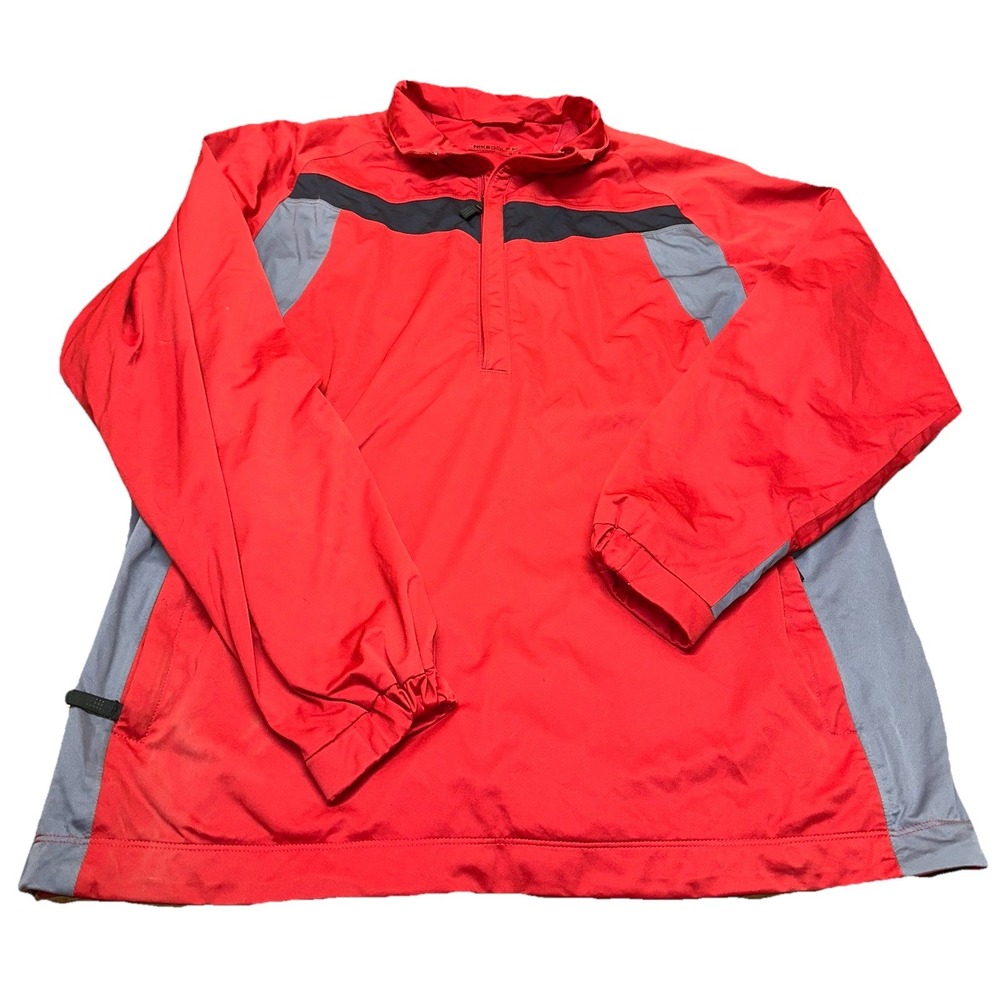 Nike Golf Storm Fit Windshirt Jacket Red 1/2 Zip Mock Neck Vented Men's L‎